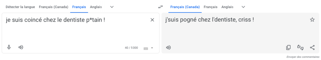 Canadian French on Google Translate