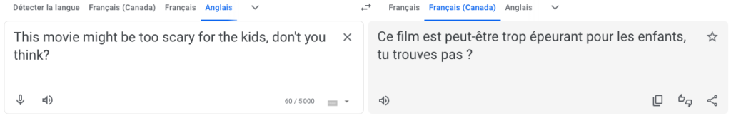 Canadian French on Google Translate