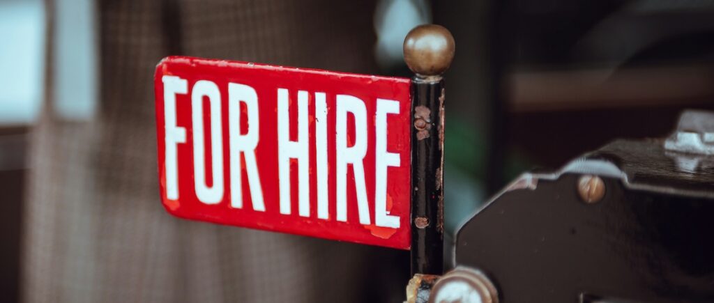 One of the anglicisms to avoid is "application". "For hire" sign.